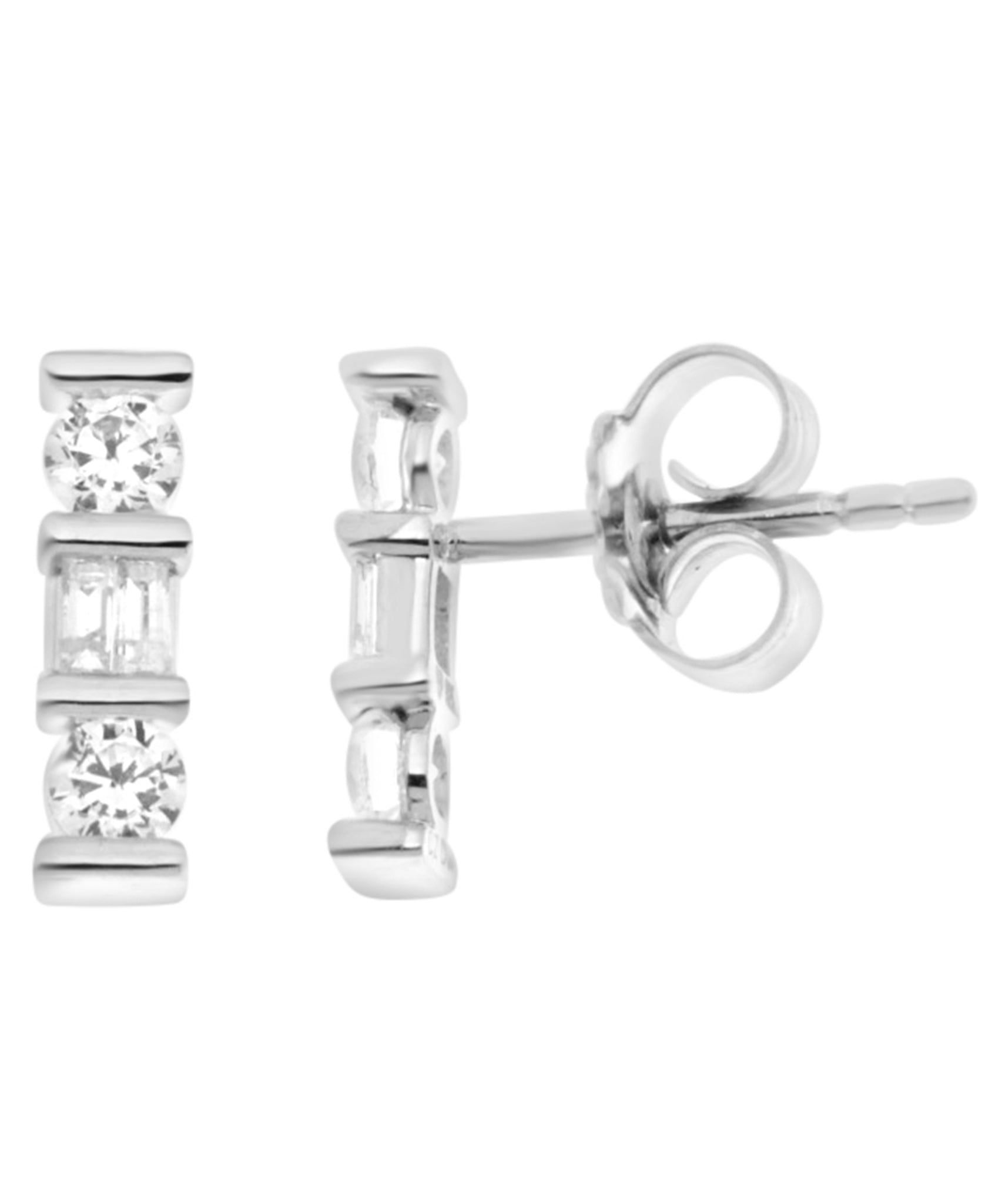 0.20 Cttw Diamond Single Stud Earring, 14K White Gold