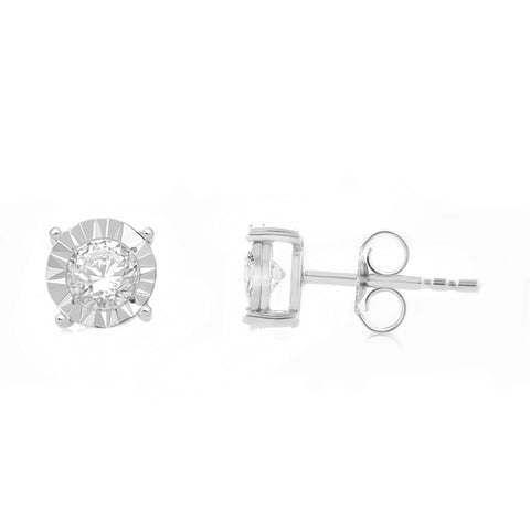 0.50 Cttw Diamond Stud Earrings, 14K White Gold