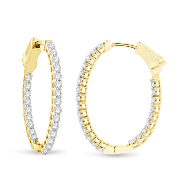 Natalia Drake 1.00 Cttw Diamond Inside Out Hoop Earring Women in 14K Yellow Gold