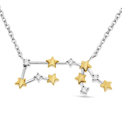 1/10 Cttw Diamond Celestial Star Horoscope Astrology Necklace Various Signs