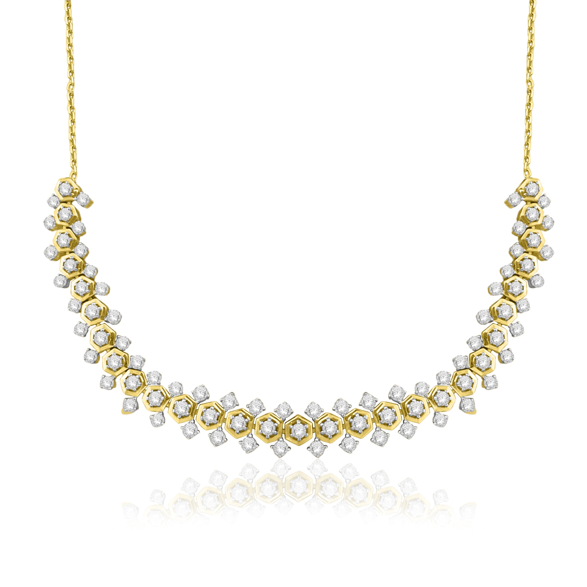 3.00 Cttw Diamond Multi-Row Necklace, 14K Gold