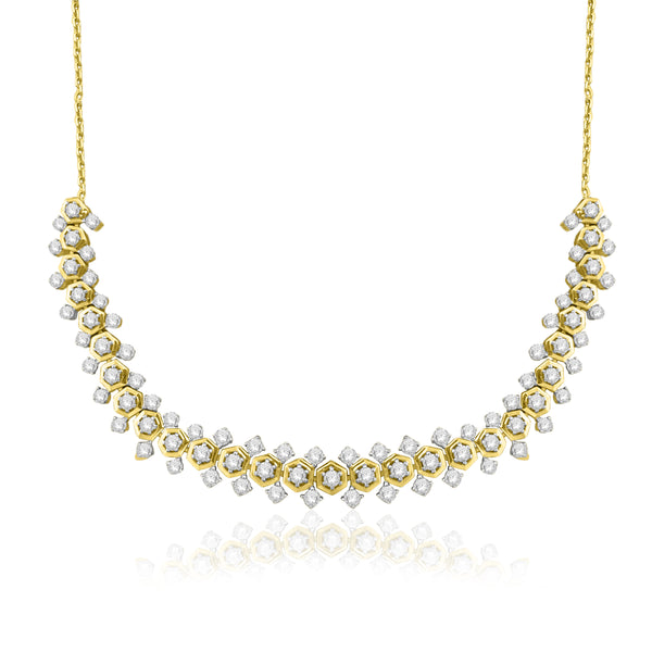 3.00 Cttw Diamond Multi-Row Necklace, 14K Gold