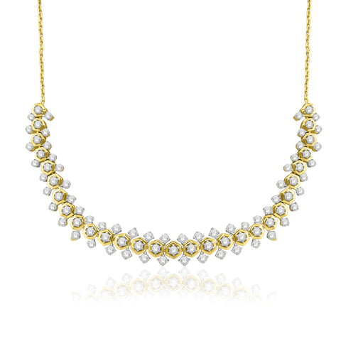 3.00 Cttw Diamond Multi-Row Necklace, 14K Gold