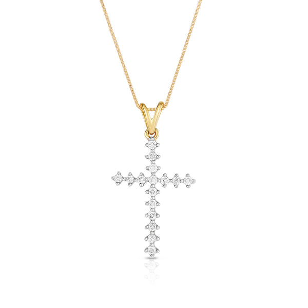 1/10 Cttw Diamond Cross Necklace in Sterling Silver Prong Set