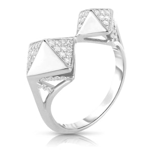 0.33 Cttw Diamond Geometric Ring, Sterling Silver