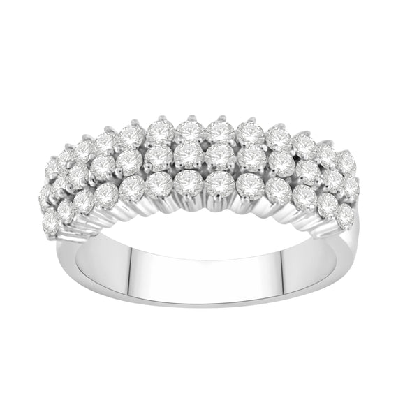 1.00 Cttw Diamond Cluster Ring, 14K White Gold