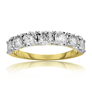 14K Yellow Gold 1 Cttw Diamond Wedding Band Ring for Women