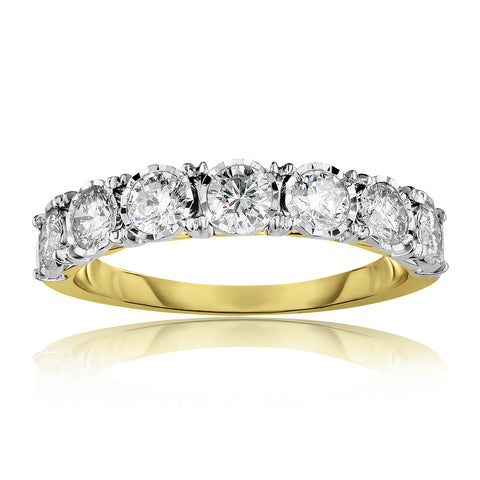 14K Yellow Gold 1 Cttw Diamond Wedding Band Ring for Women