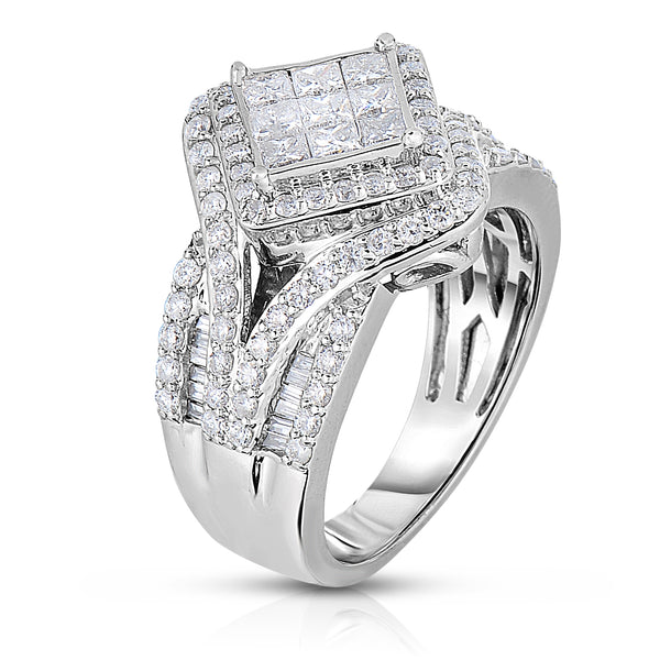 1.50 Cttw Diamond Ring, 14K White Gold