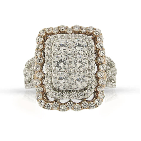 2.00 Cttw Diamond Two-Tone Ring, 14K Gold