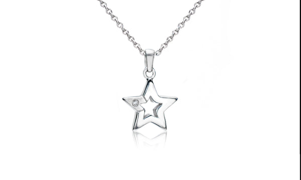 Diamond Accent Star Necklace Earrings or Bracelet for Girls in Sterling Silver