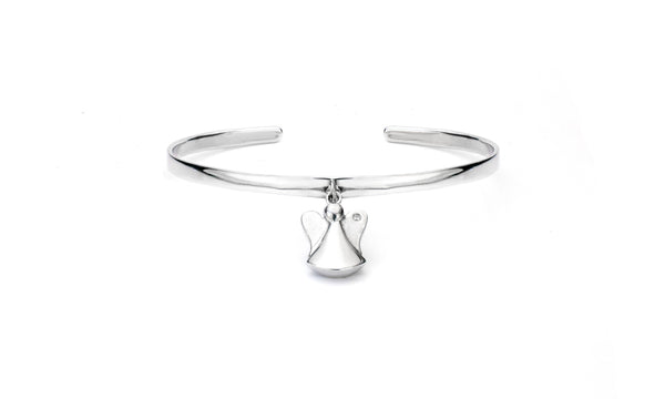 Diamond Accent Angel Dangle Earrings or Bangle for Girls in Sterling Silver