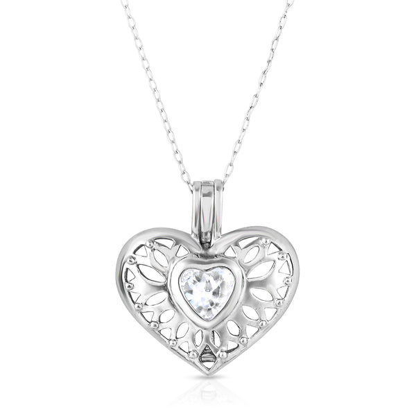 Sterling Silver Antique Style Necklace with Interchangable Cubic Zirconia Stones