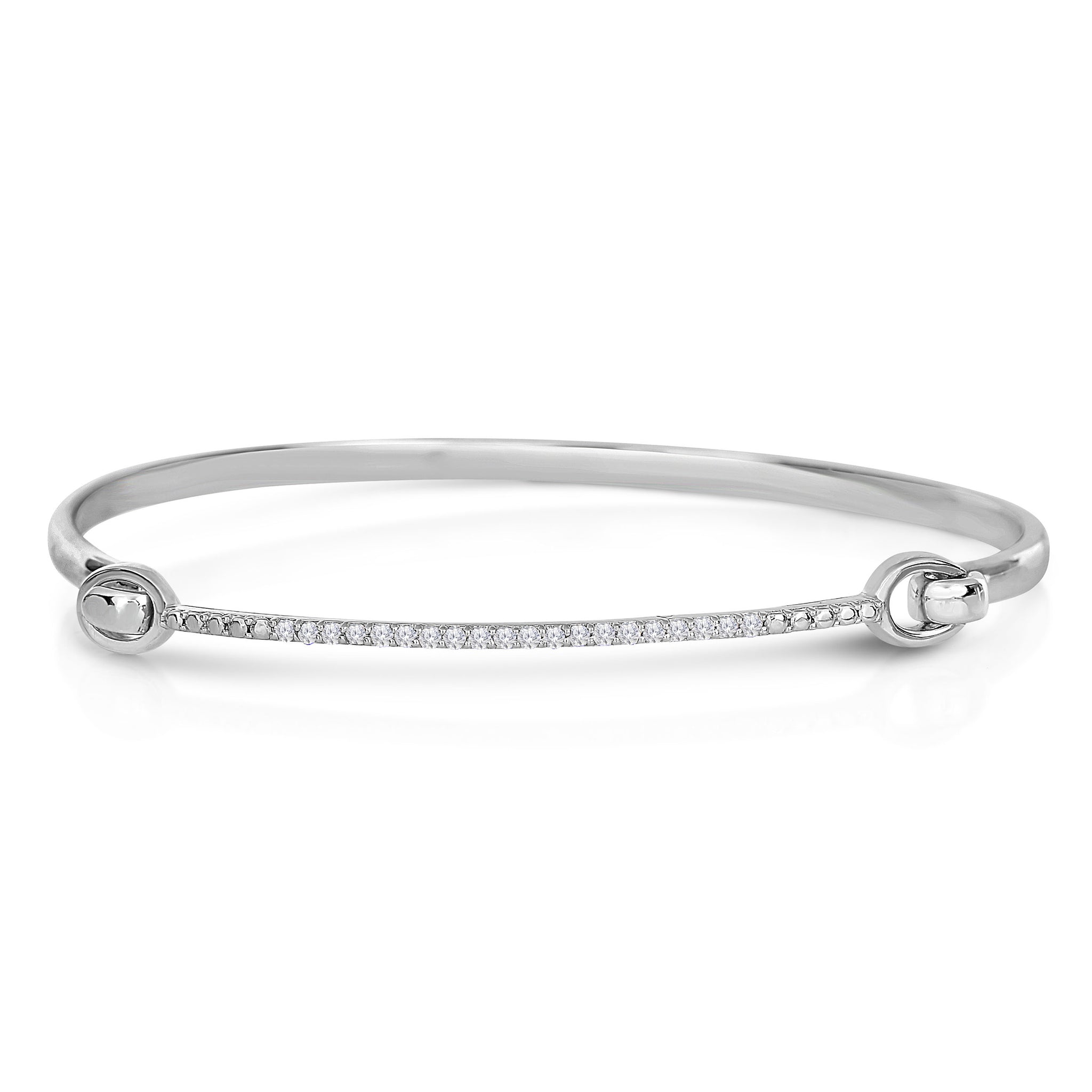 1/4 Cttw Diamond Bangle Bracelet Rhodium Plated Silver (Color J / Clarity I3-SC)