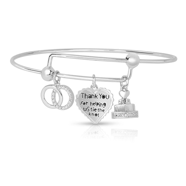 Expandable Charm Bangle Bracelets for Women in Rhodium Plated Brass