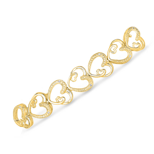 1/10 Cttw Diamond Heart Tennis Bracelet  7.5" with Secure Lock