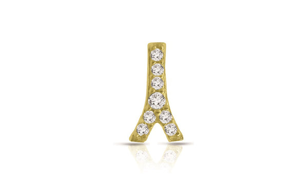 Diamond Accent Gold Plated Silver Eiffel Tower Stud Single Ear Earrings