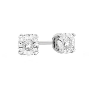 1/10 Cttw Diamond Miracle Plate Stud Earrings in Sterling Silver