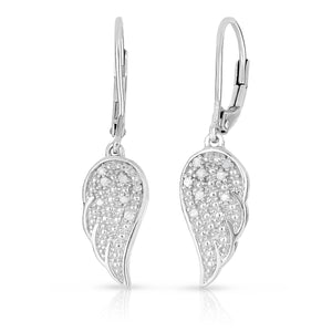 Guardian Angel Diamond Wing Jewelry in Rhodium Plated Sterling Silver