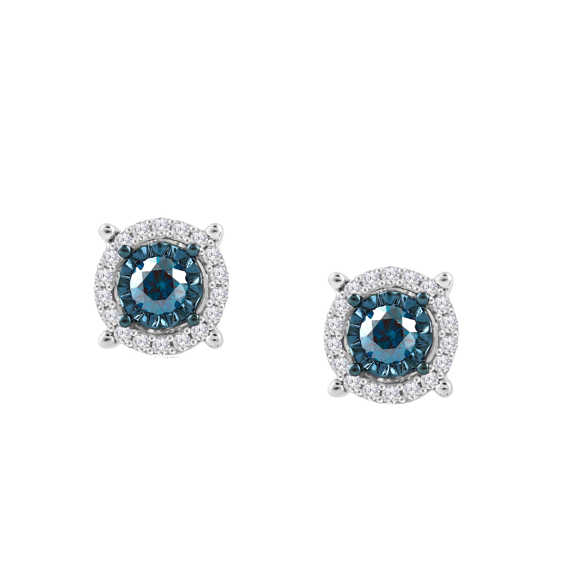 1 Cttw Blue Diamond Stud Earrings in Sterling Silver