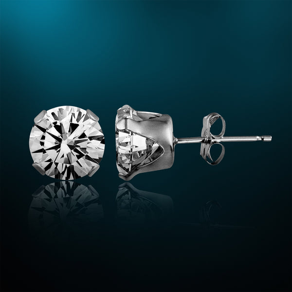 2 Cttw Genuine White Topaz Stud Earrings in Rhodium Plated Sterling Silver