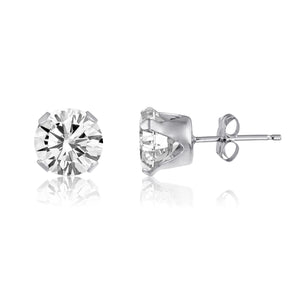 2 Cttw Genuine White Topaz Stud Earrings in Rhodium Plated Sterling Silver