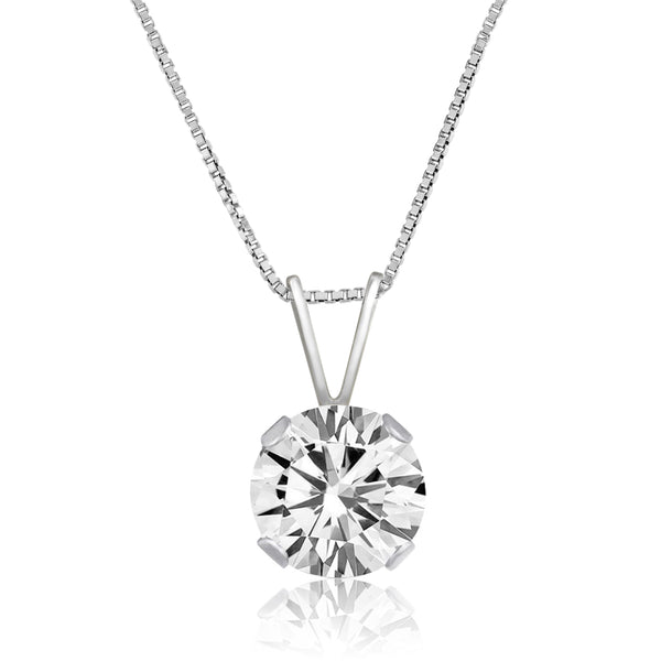 White Topaz Stud Earrings and Necklace Set in Rhodium Plated Sterling Silver