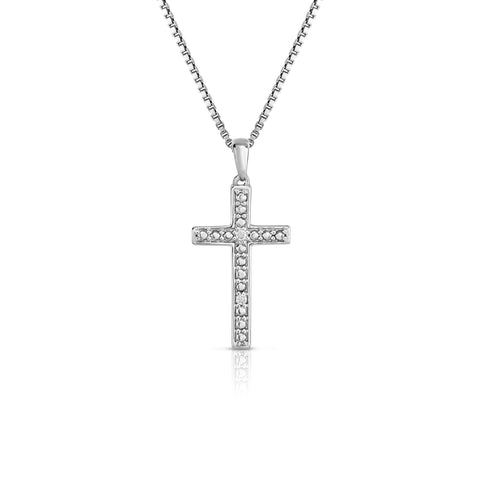 Diamond Accent Classic Tiny Cross Necklace