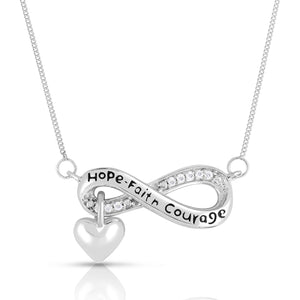 Infinity Heart Dangle Necklace Rhodium Plated Silver (Color I-J/Clarity I2-I3)