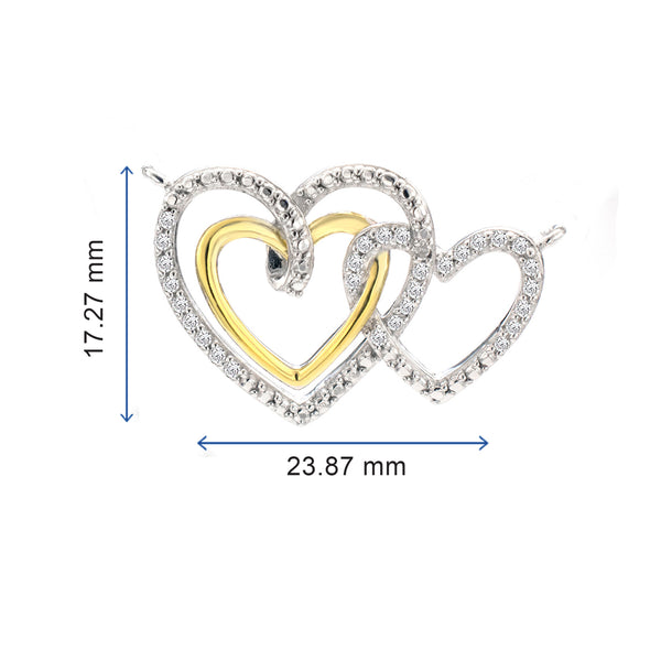 1/6 Cttw Diamond Double Heart Necklace for Women in Sterling Silver