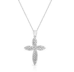 1/2 Cttw Diamond Twisted Cross Necklace in Sterling Silver