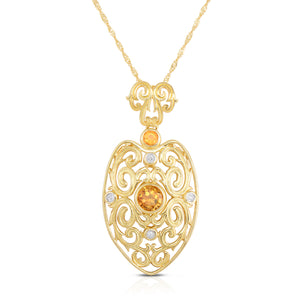 Citrine and Diamond Necklace for Women