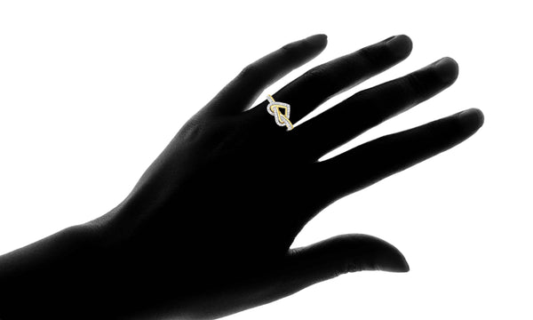 1/3 Cttw Diamond Knot Heart Promise Ring for Women Yellow Gold Plated Silver