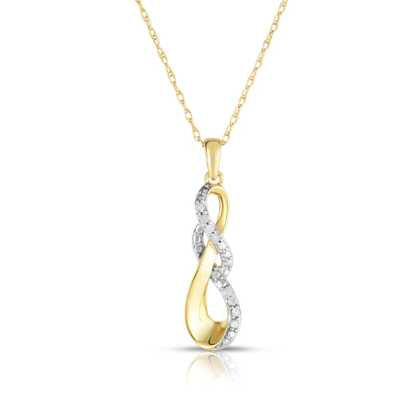 1/4 Cttw Diamond Infinity Earrings and Necklace in Yellow Gold Plated Silver