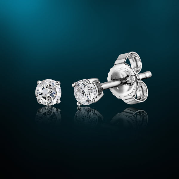 1/5 Cttw Genuine Diamond Stud Earrings in 14K Gold