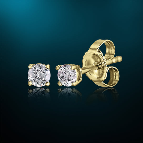 1/5 Cttw Genuine Diamond Stud Earrings in 14K Gold