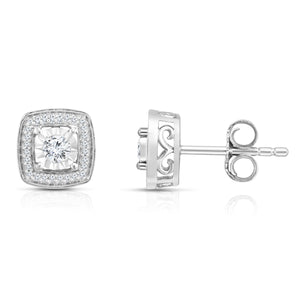 1/4 Cttw Diamond Halo Stud Earrings in Sterling Silver