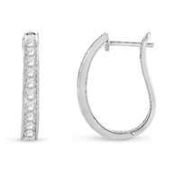 10K White Gold 1 Cttw Diamond J Hoop Earrings (Color HI/Clarity I2)