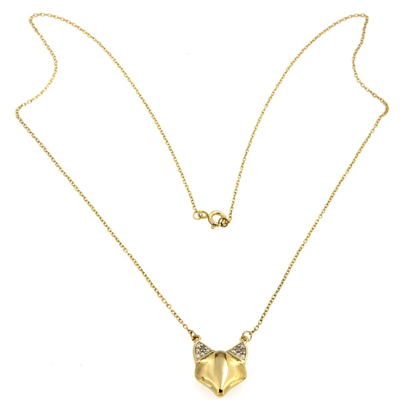 Fox Diamond Accent Necklace in Yellow Gold Plated Sterling Silver