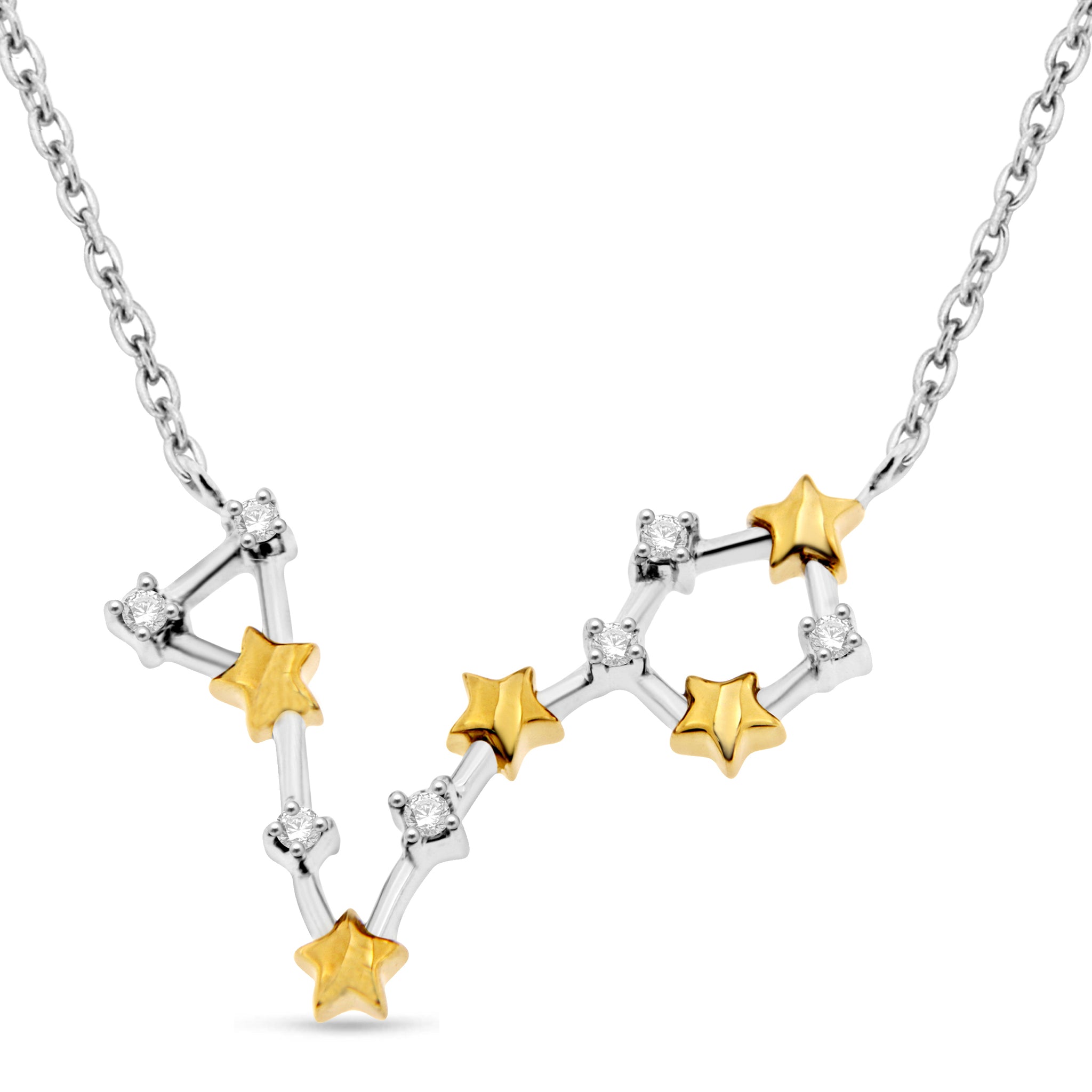 1/10 Cttw Diamond Celestial Star Horoscope Astrology Necklace Various Signs