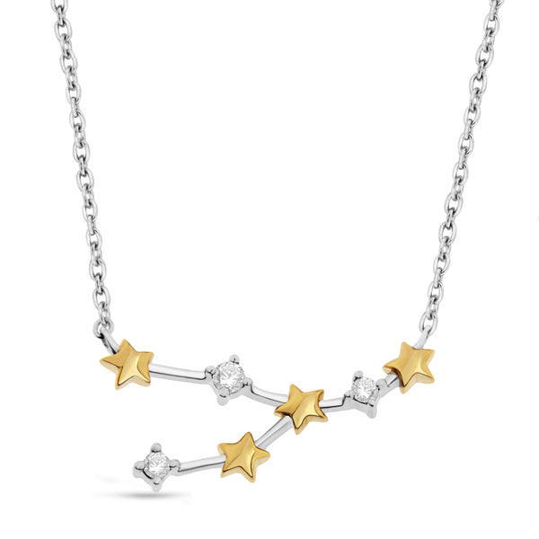 1/10 Cttw Diamond Celestial Star Horoscope Astrology Necklace Various Signs