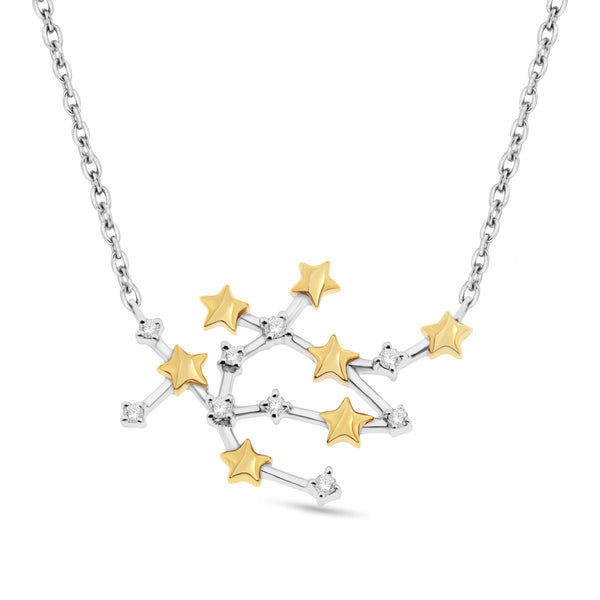 1/10 Cttw Diamond Celestial Star Horoscope Astrology Necklace Various Signs