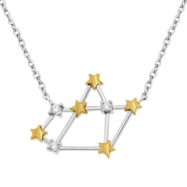 1/10 Cttw Diamond Celestial Star Horoscope Astrology Necklace Various Signs