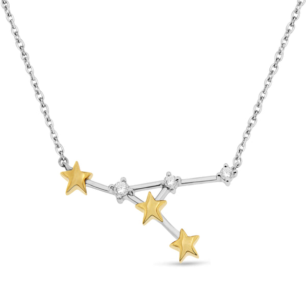 1/10 Cttw Diamond Celestial Star Horoscope Astrology Necklace Various Signs