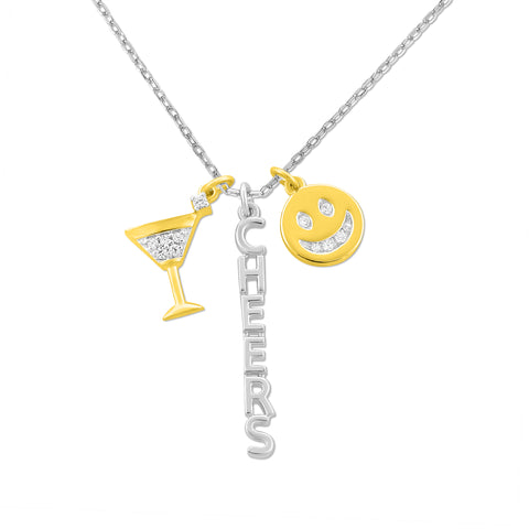 1/10 Cttw Diamond Charm Necklace for Women in Yellow Gold Plated Sterling Silver