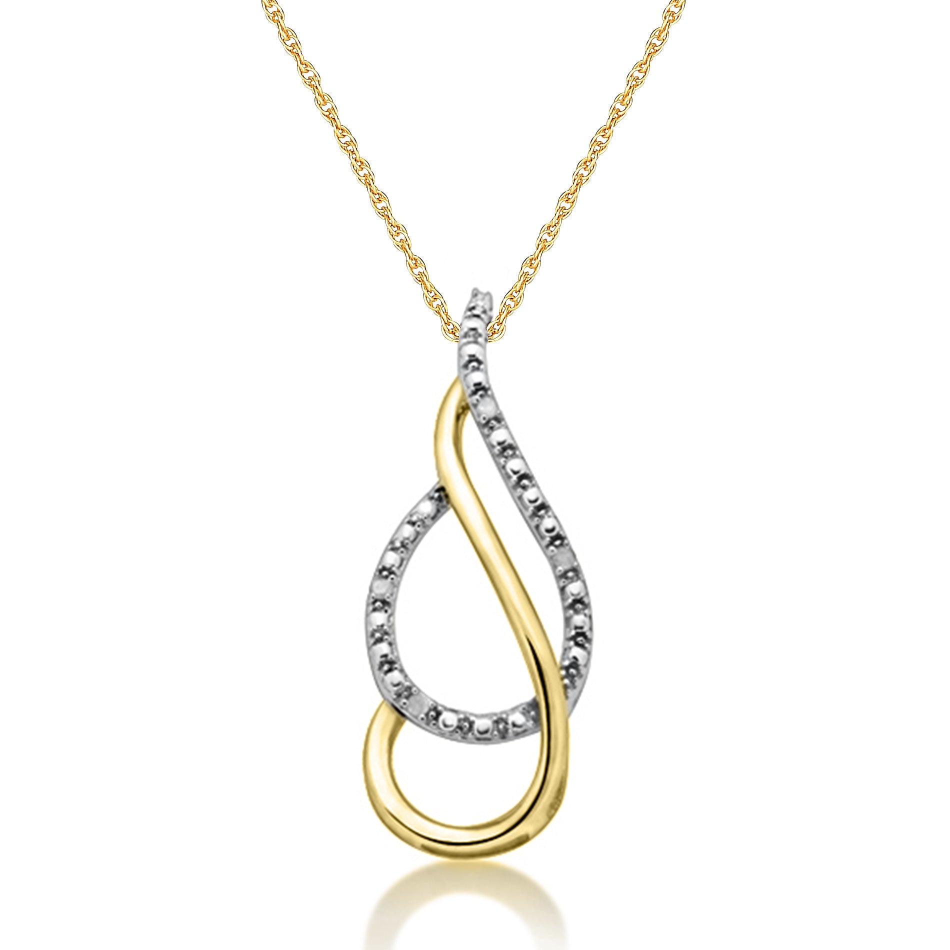 Diamond Accent Teardrop Shaped Necklace in Sterling Silver