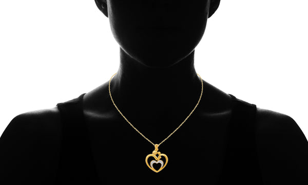 1/10 Cttw Diamond Family Heart Necklace in Yellow Gold Plated Sterling Silver