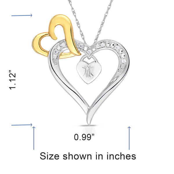 1/20 Cttw Diamond Triple Heart Necklace 18 Inch Yellow Gold Plated Silver