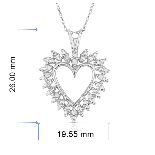 1/10 Cttw Diamond Heart Necklace in Rhodium Plated Sterling Silver