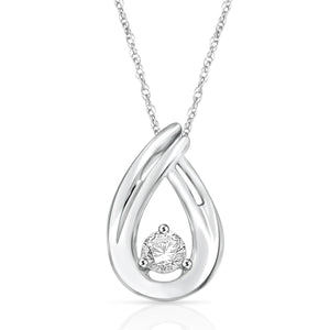 10K White Gold 1/4 Cttw Diamond Teardrop Necklace for Women